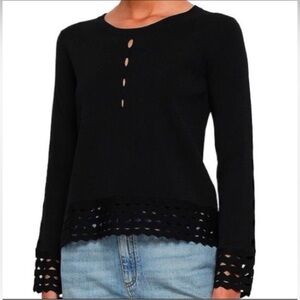 Maje Mariade Open Knit Detail‎ Black Sweater Size 1/ US Small